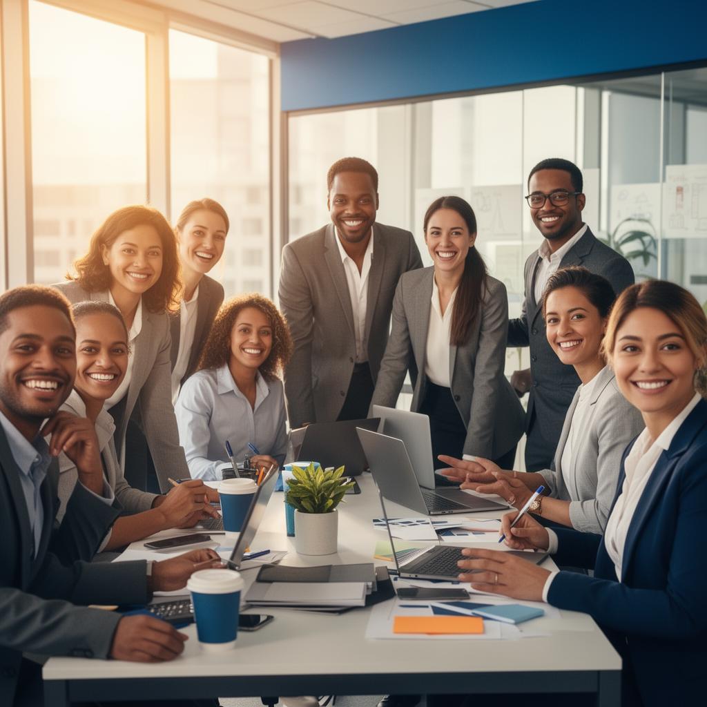 Equipe corporativa saudável e produtiva